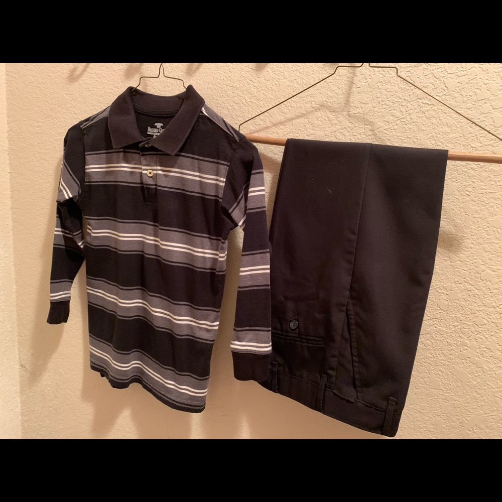 Boys LS Golf Shirt with Slacks, B204